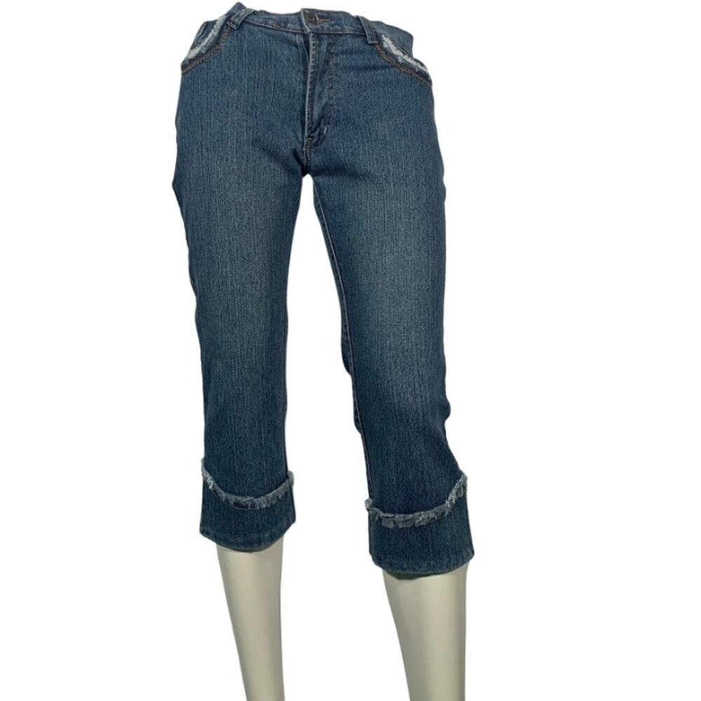 Womens made in italy embroidered Capri Jean shorts Cashmere and Wool size 33